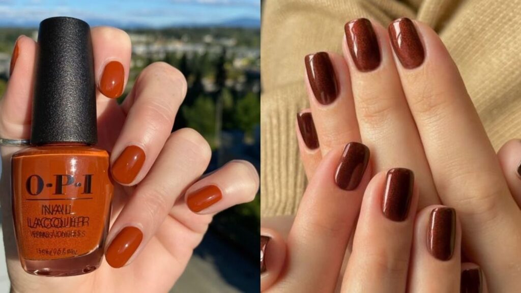 Móng tay màu nâu đỏ